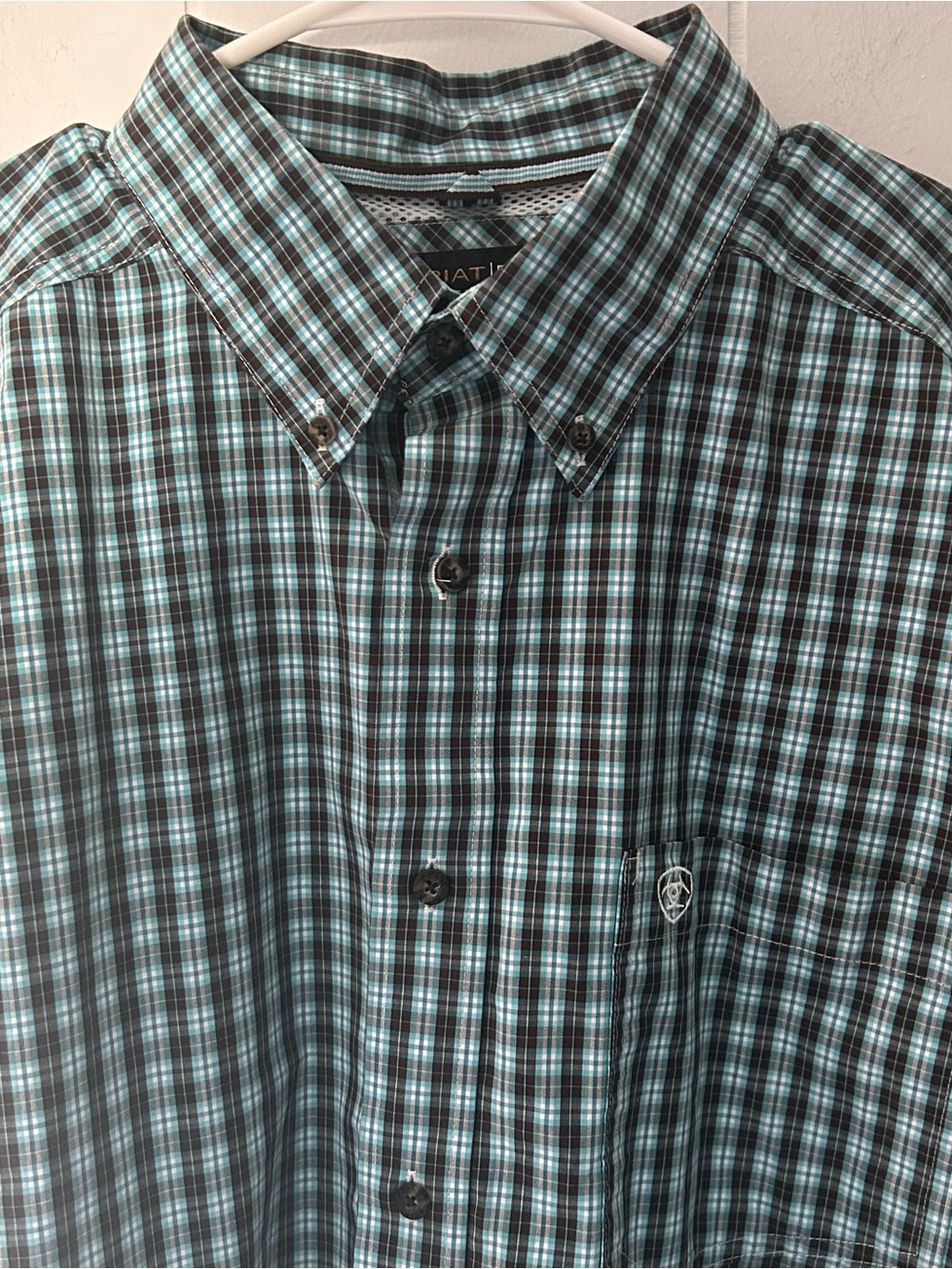Ariat Pro Men’s Teal Plaid Button Up Shirt Long Sleeve K11